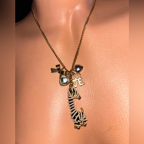 BETSEY JOHNSON ZEBRA CRYSTAL zoo RHINESTONE Necklace love...